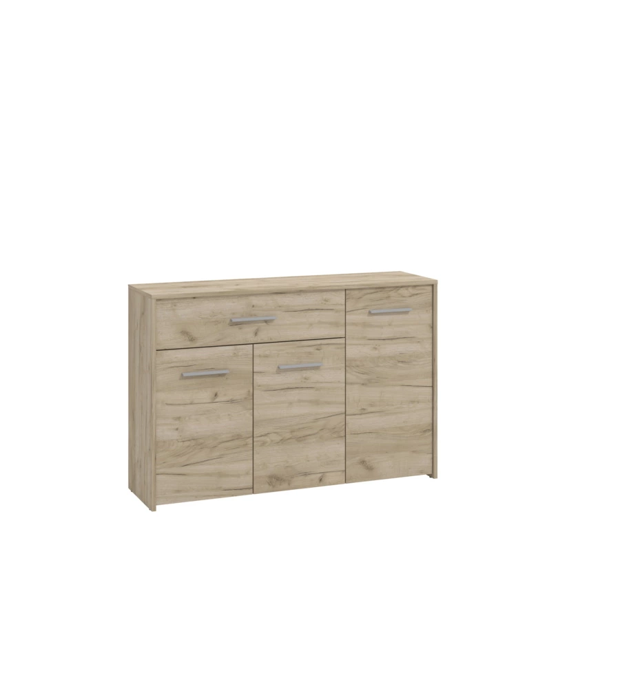 Credenza "girona" 3 ante e 1 cassetto quercia, 119x33x80,5 cm